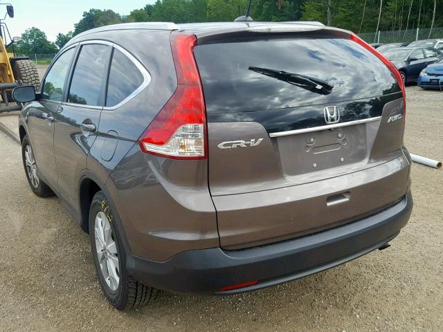 2HKRM4H72EH718633 - 2014 HONDA CR-V EXL GRAY photo 3