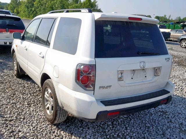 5FNYF28288B001476 - 2008 HONDA PILOT VP WHITE photo 3