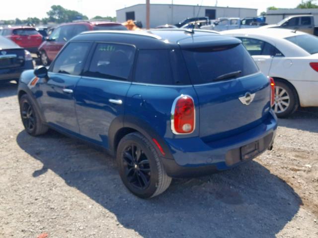 WMWZB3C50BWM29100 - 2011 MINI COOPER COU BLUE photo 3