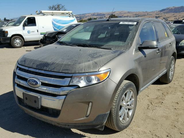 2FMDK3JC1EBA25643 - 2014 FORD EDGE SEL BROWN photo 2