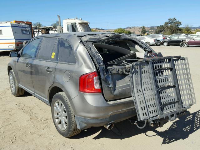 2FMDK3JC1EBA25643 - 2014 FORD EDGE SEL BROWN photo 3