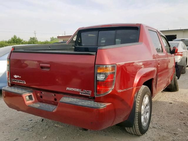 2HJYK16516H549650 - 2006 HONDA RIDGELINE RED photo 4