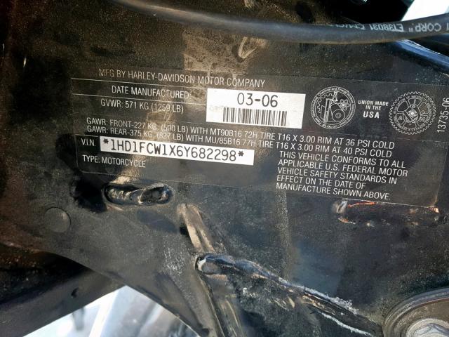 1HD1FCW1X6Y682298 - 2006 HARLEY-DAVIDSON FLHTCUI GRAY photo 10