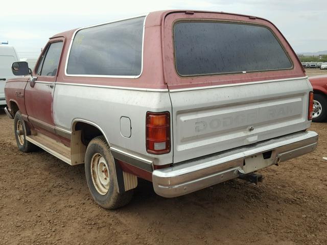 3B4GW02Y9JM822677 - 1988 DODGE RAMCHARGER RED photo 3