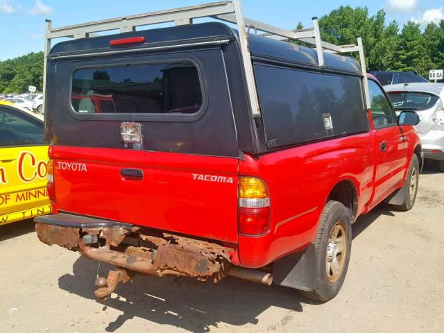 5TENL42NX2Z031546 - 2002 TOYOTA TACOMA RED photo 4