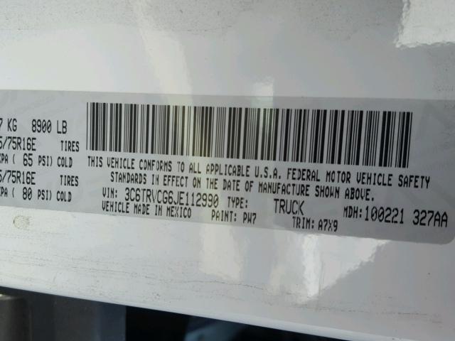 3C6TRVCG6JE112990 - 2018 RAM PROMASTER 白色 照片 10