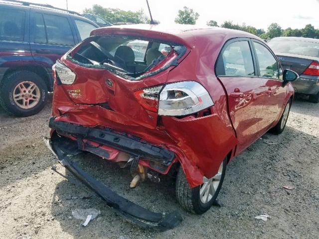 KNADN5A36D6120569 - 2013 KIA RIO EX RED photo 4