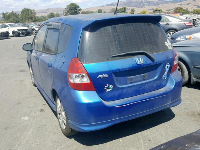 JHMGD38637S044245 - 2007 HONDA FIT S 蓝色 照片 3