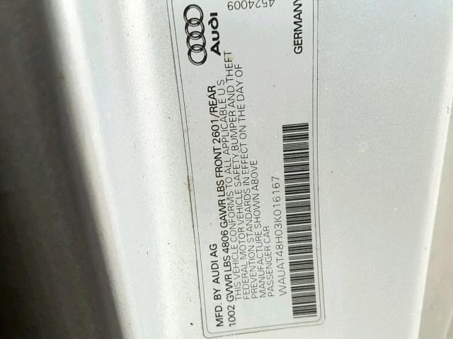 WAUAT48H03K016167 - 2003 AUDI A4 3.0 CAB SILVER photo 10