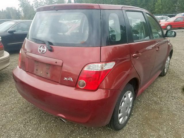 JTKKT604165010692 - 2006 TOYOTA SCION XA RED photo 4