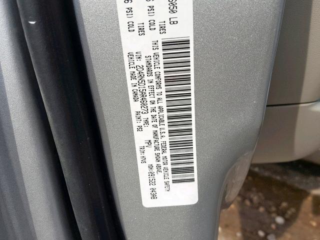 2D4RN5D15AR460273 - 2010 DODGE GRAND CARA SILVER photo 10