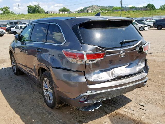 5TDJKRFH0ES023377 - 2014 TOYOTA HIGHLANDER GRAY photo 3