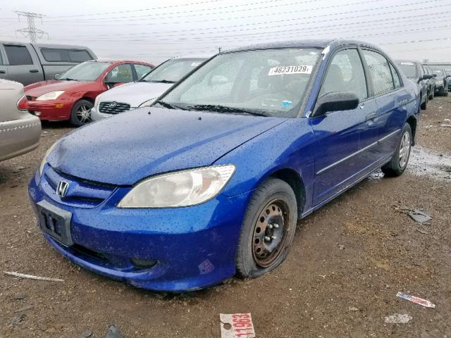 2HGES163X4H576222 - 2004 HONDA CIVIC DX V BLUE photo 2