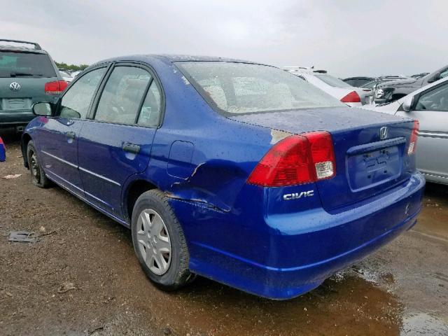 2HGES163X4H576222 - 2004 HONDA CIVIC DX V BLUE photo 3