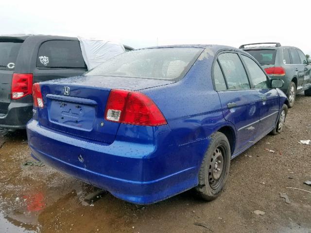 2HGES163X4H576222 - 2004 HONDA CIVIC DX V BLUE photo 4