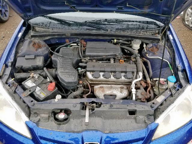 2HGES163X4H576222 - 2004 HONDA CIVIC DX V BLUE photo 7