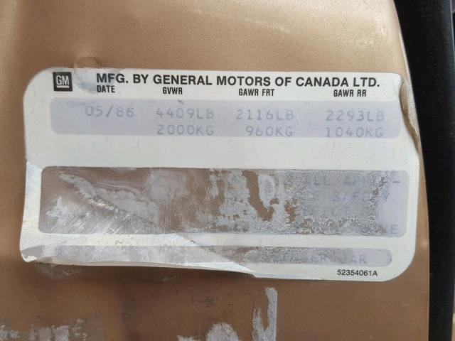 2G3GR69A4G2336939 - 1986 OLDSMOBILE CUTLASS SU BROWN photo 10