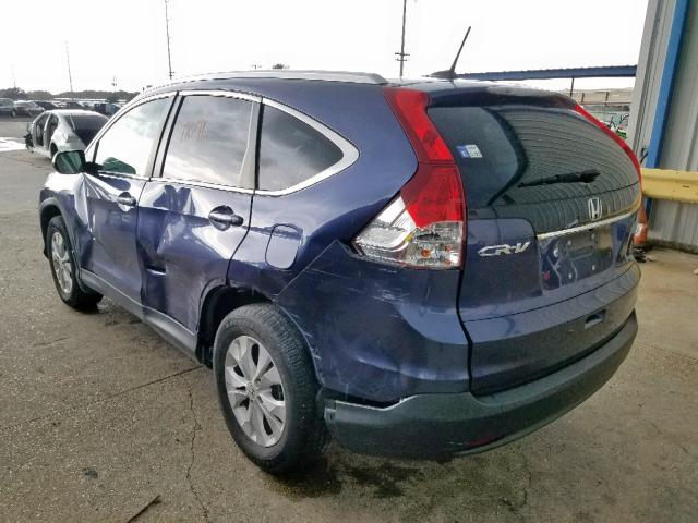 2HKRM3H77EH503985 - 2014 HONDA CR-V EXL BLUE photo 3