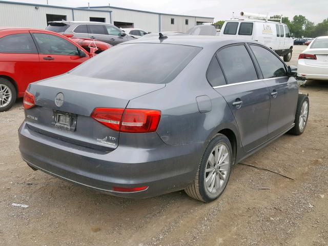 3VWLA7AJ2FM308655 - 2015 VOLKSWAGEN JETTA TDI GRAY photo 4