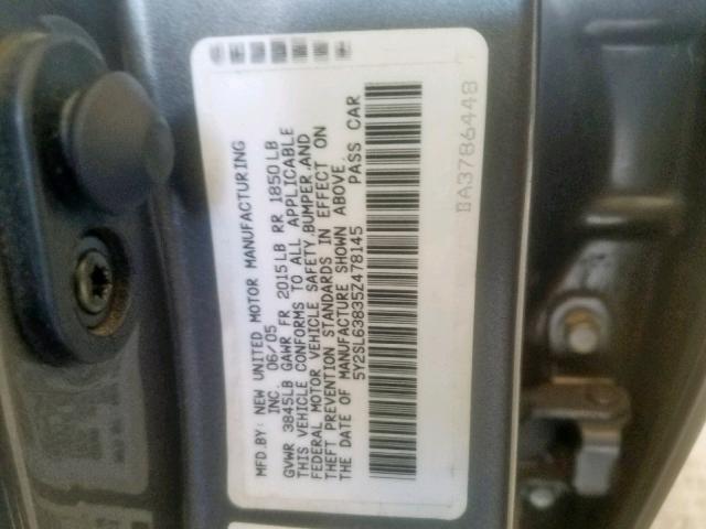 5Y2SL63835Z478145 - 2005 PONTIAC VIBE GRAY photo 10