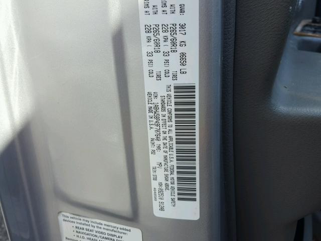 1A8HW58P49F707640 - 2009 CHRYSLER ASPEN LIMI SILVER photo 10