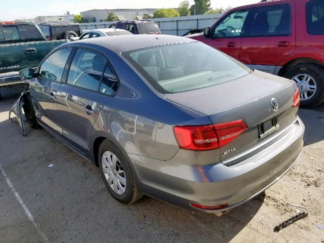 3VW2K7AJ7FM285608 - 2015 VOLKSWAGEN JETTA BASE GRAY photo 3