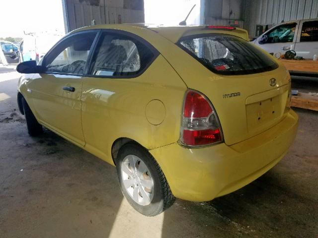 KMHCM36C78U090090 - 2008 HYUNDAI ACCENT GS YELLOW photo 3