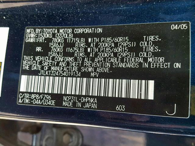 JTLKT324754019134 - 2005 TOYOTA SCION XB 黑色 照片 10