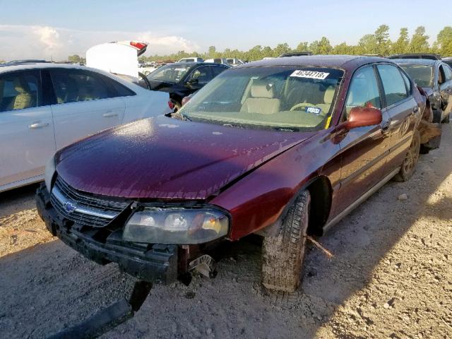 2G1WF52EX29189840 - 2002 CHEVROLET IMPALA BURGUNDY photo 2