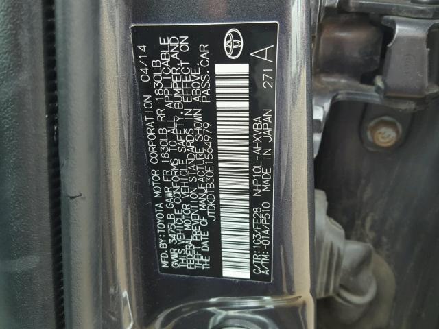 JTDKDTB30E1564979 - 2014 TOYOTA PRIUS C GRAY photo 10