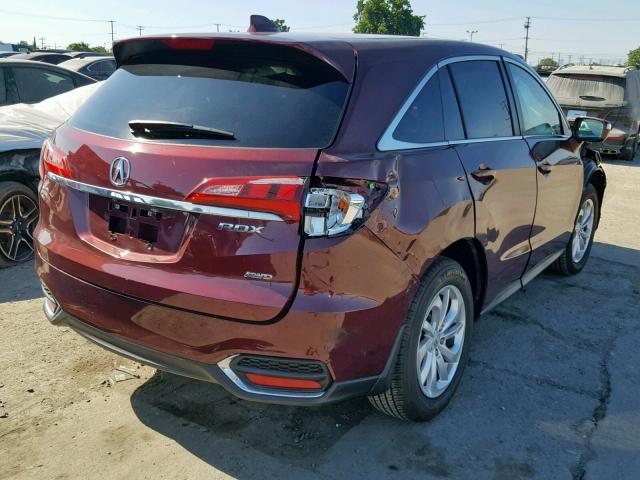 5J8TB4H34JL007211 - 2018 ACURA RDX BURGUNDY photo 4