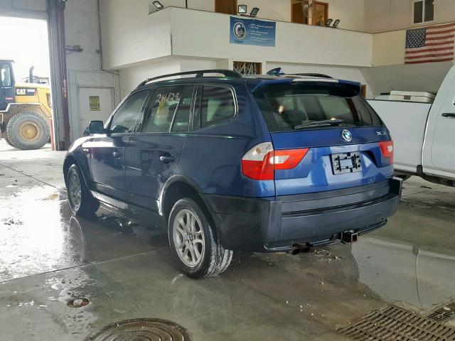 WBXPA73444WA77496 - 2004 BMW X3 2.5I BLUE photo 3