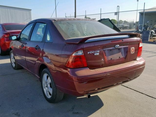 1FAHP34N97W205433 - 2007 FORD FOCUS ZX4 BURGUNDY photo 3