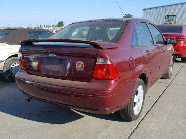 1FAHP34N97W205433 - 2007 FORD FOCUS ZX4 BURGUNDY photo 4