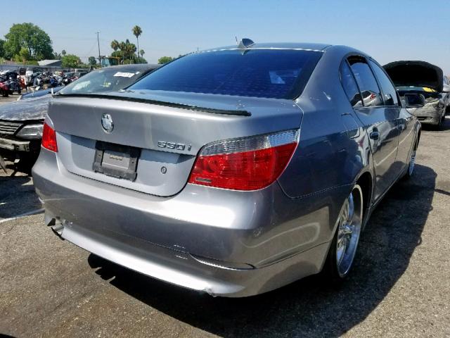 WBANE73506CM34351 - 2006 BMW 530 I GRAY photo 4