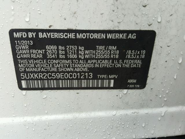 5UXKR2C59E0C01213 - 2014 BMW X5 SDRIVE3 WHITE photo 10