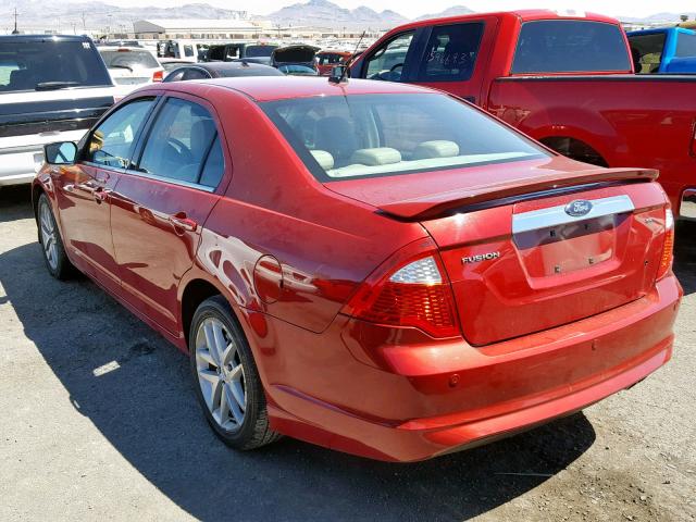 3FAHP0JA7AR140141 - 2010 FORD FUSION SEL RED photo 3