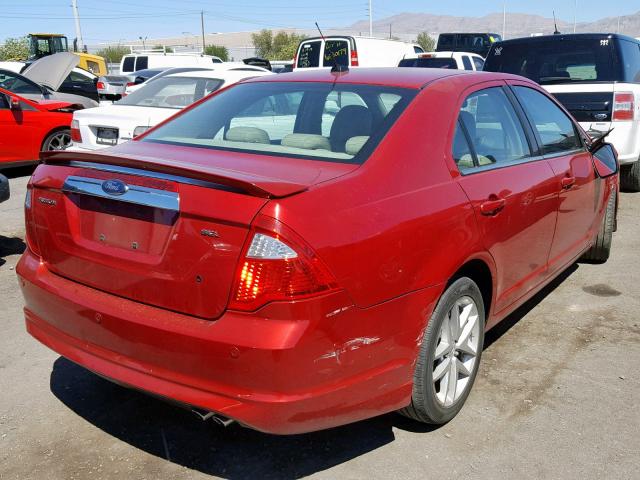 3FAHP0JA7AR140141 - 2010 FORD FUSION SEL RED photo 4