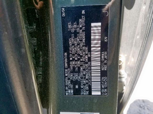 JTLKT334950181398 - 2005 TOYOTA SCION XB 绿色 照片 10