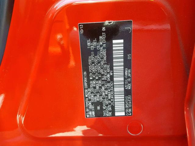 JTLZE4FEXDJ047821 - 2013 TOYOTA SCION XB 红色 照片 10