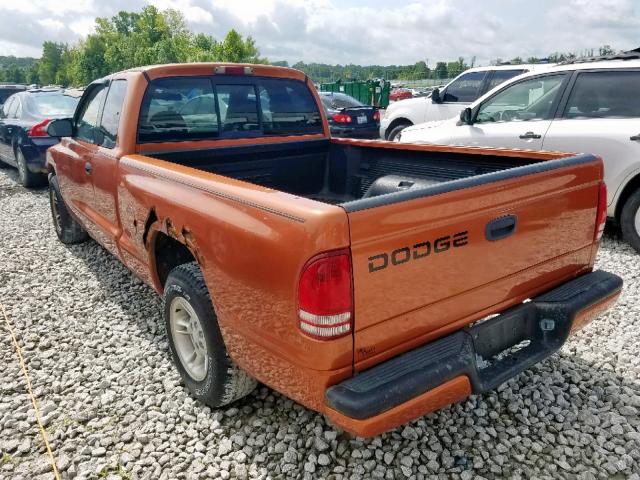 1B7GL22X0YS678338 - 2000 DODGE DAKOTA ORANGE photo 3