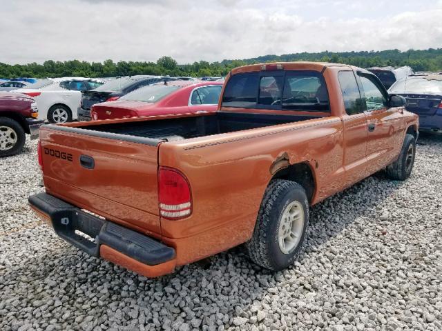 1B7GL22X0YS678338 - 2000 DODGE DAKOTA ORANGE photo 4