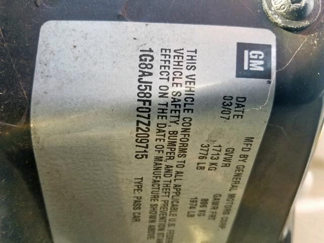 1G8AJ58F07Z209715 - 2007 SATURN ION LEVEL WHITE photo 10