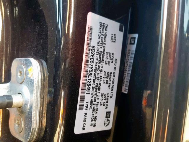 6G2EC57Y58L126491 - 2008 PONTIAC G8 GT BLACK photo 10