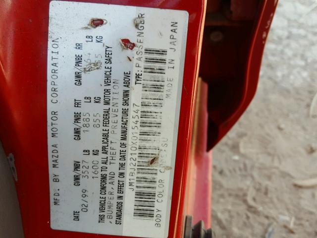 JM1BJ2210X0154547 - 1999 MAZDA PROTEGE ES 红色 照片 10
