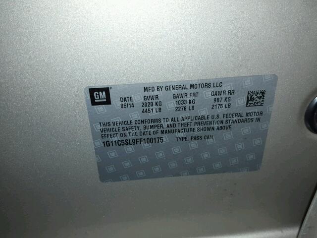 1G11C5SL9FF100175 - 2015 CHEVROLET MALIBU 1LT TAN photo 10