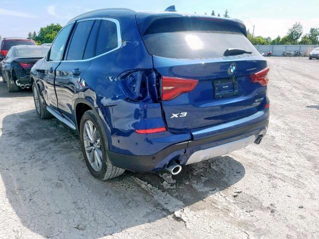 5UXTR9C55KLD96010 - 2019 BMW X3 XDRIVE3 BLUE photo 3