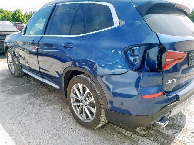 5UXTR9C55KLD96010 - 2019 BMW X3 XDRIVE3 BLUE photo 9