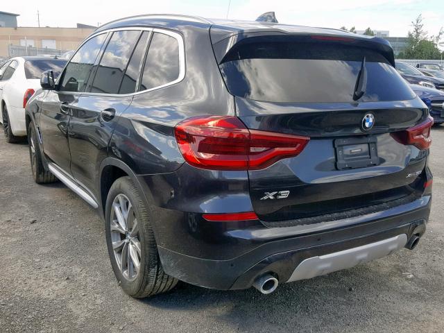 5UXTR9C54JLD72148 - 2018 BMW X3 XDRIVE3 BLACK photo 3