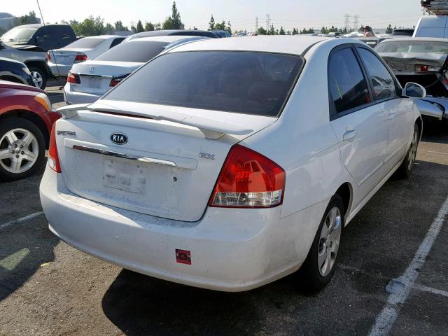 KNAFE122685544210 - 2008 KIA SPECTRA EX WHITE photo 4